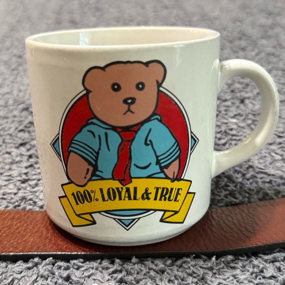 🔥 1980s Loyal & True Teddy Bear Mug Vintage Korea Cute Retro Bear Coffee VTG